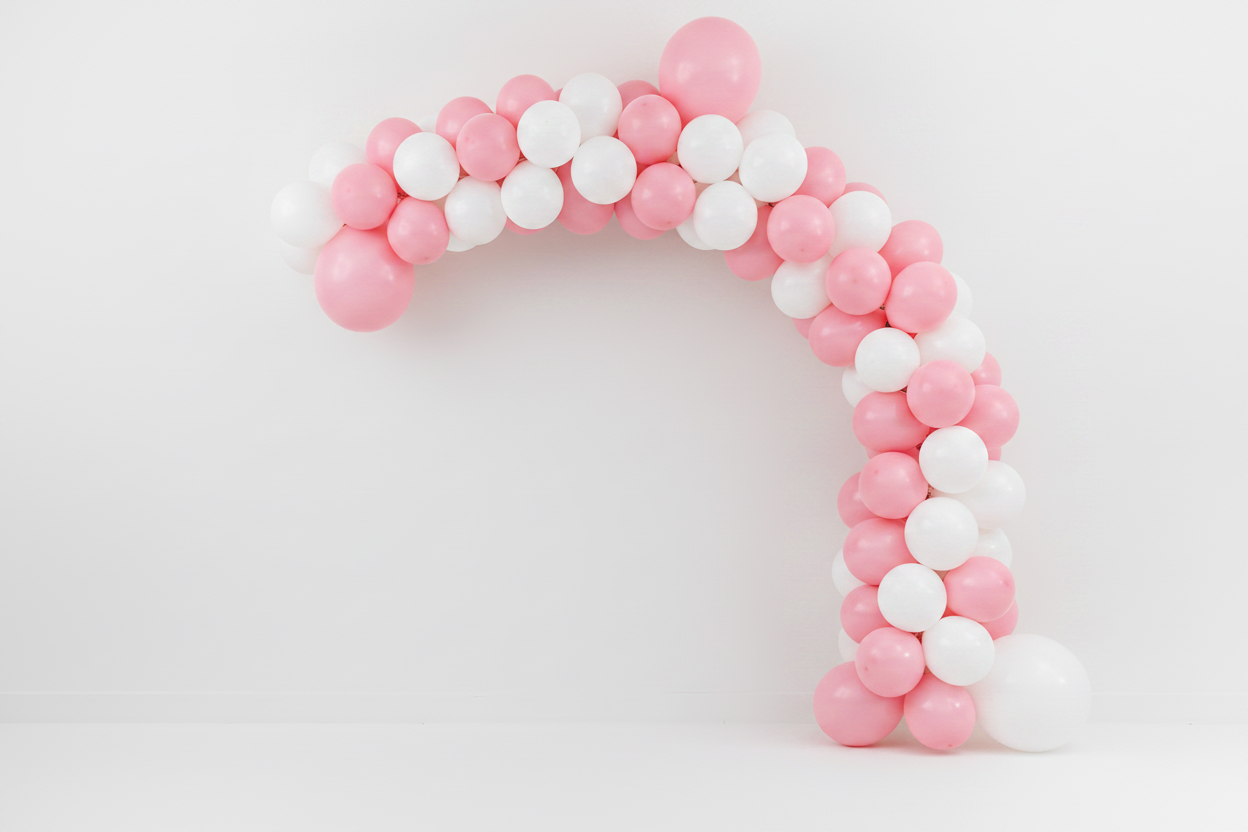 White and Pink Balloon Garland